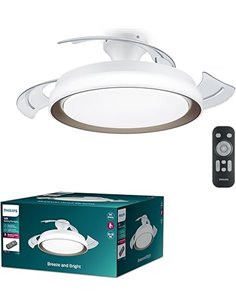 Philips White/Gold Retractable Ceiling Fan LED Light with Transparent Blades