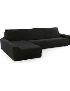 Funda Super Elástica Chaise Longue Brazo Largo Izquierdo (Visto de Frente) | Modelo NOVELE | Negro | Protector de Calidad de Tej