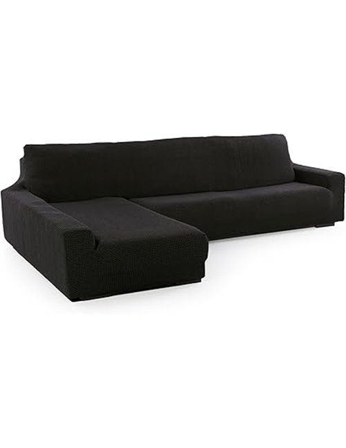 Funda Super Elástica Chaise Longue Brazo Largo Izquierdo (Visto de Frente) | Modelo NOVELE | Negro | Protector de Calidad de Tej