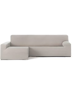 Eysa Funda de sofá bielástica para Chaise Longue con el Brazo Largo Lado Izquierdo Vista Frontal Color Lino diseño Harlem