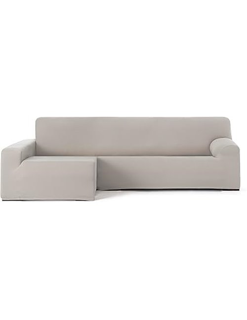 Eysa Funda de sofá bielástica para Chaise Longue con el Brazo Largo Lado Izquierdo Vista Frontal Color Lino diseño Harlem