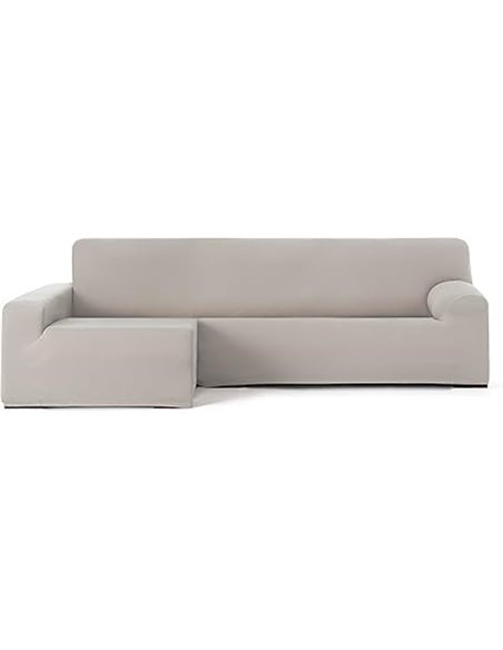 Eysa Funda de sofá bielástica para Chaise Longue con el Brazo Largo Lado Izquierdo Vista Frontal Color Lino diseño Harlem