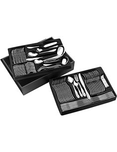 Pradel Excellence D570C - 84 Piece Cutlery Set, Mirror Effect, in Wooden Presentation Case with a Drawer