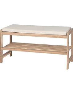 Wenko Banco Acolchado Acina, Zapatero con Asiento, Certificado FSC, Madera, marrón, 90 x 45 x 34 cm