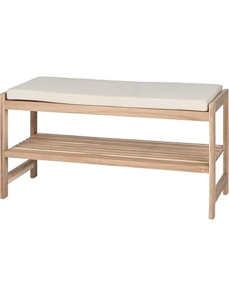 Wenko Banco Acolchado Acina, Zapatero con Asiento, Certificado FSC, Madera, marrón, 90 x 45 x 34 cm