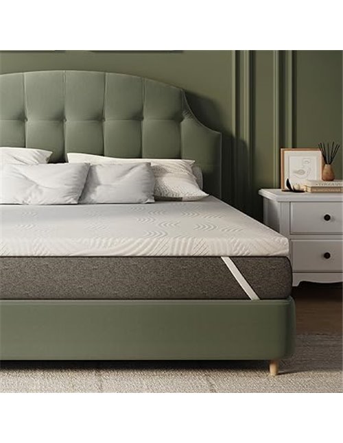 Novilla Sobrecolchón, 140x200 7.5 cm Topper Colchón de Fibra, Sobrecolchón de Espuma Confort y Lavable a 60°C, Transpirable y Fr