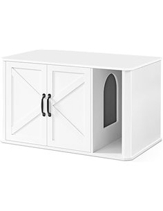 Feandrea Mueble Arenero, Moderno Arenero Oculto, con Entrada Frontal, Puertas Dobles, Asas, Casa para Gatos, Mesa Auxiliar, 85 x