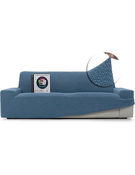 Funda Sofá Super Elástica 2 plazas de 140 a 180 cm | Modelo NOVELE | Celeste | Funda Universal Ideal para Cualquier Forma de sof