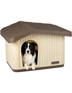 VOUNOT® Casa para Gatos de Plástico 75x63x51 cm, Caseta Mascotas Casita Cabaña de Perros Techo Desmontable Rejilla de Ventilació