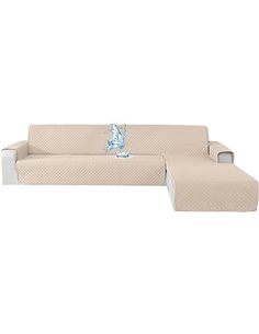 Funda Sofa Chaise Long 3 Plazas Impermeable, Fundas Sofa L Chaise Longue Izquierdo/Derecho Reversible, Antideslizante, Ajustable