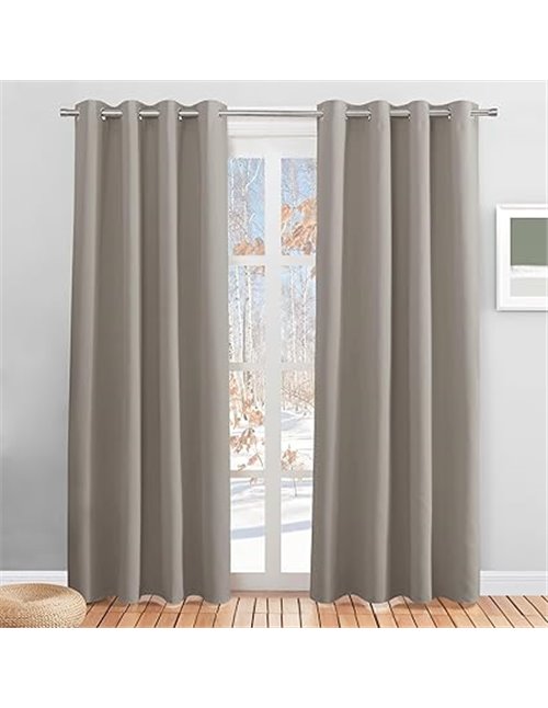 PONY DANCE Double Bedroom Curtains 2 Pieces Thermal Insulated Cold and Heat Blackout Curtains with Eyelets Blackout Curtains, 11