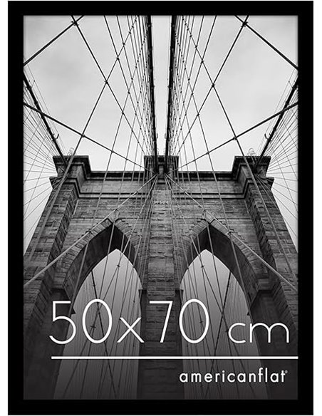 Americanflat Photo Frame Black 50 x 70 cm Wooden Photo Frame with Plexiglass and Hooks for Hanging – Horizontal and Vertical Exp