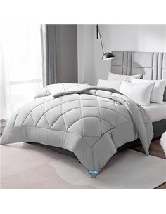 WAVVE Edredón Acolchado 240x260 cm, Edredon Cama 180/200, Relleno Nórdico 300 gr/m² en 100% Microfibra (260x240 cm, Gris Claro)
