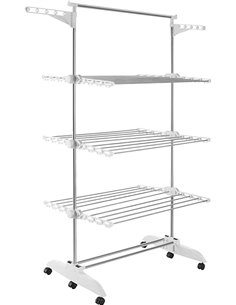 PORTENTUM Tendedero Vertical Plegable 14 cm – 5 Niveles y 58 Ganchos para Perchas – hasta 40 kg – Tenderete 24 Barras de Secado 