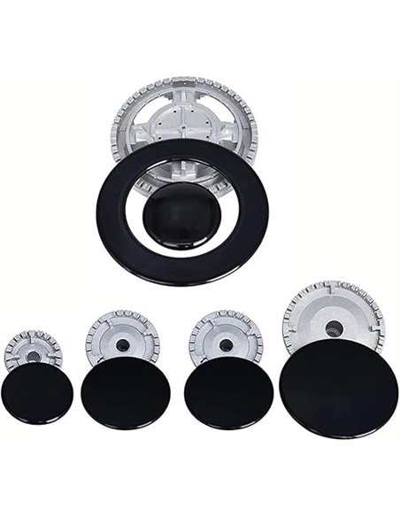 5pcs Kit de Quemadores y Cubrequemador, Cocina de Gas Butano, Quemadores Cocina Gas, Estufa de Gas, Tapa de Llama para Quemador 