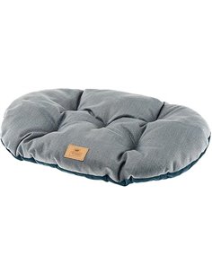 Ferplast Cojín Para Perros Y Gatos Stuart 65/6, Doble Cara, Tweed Y Suave Terciopelo, Lavable, Azul, M