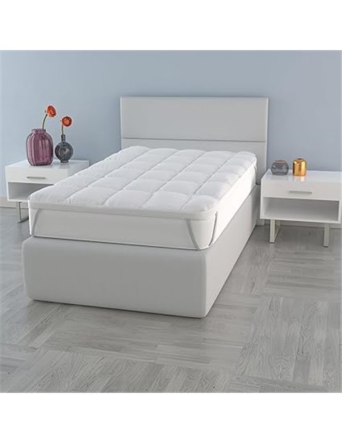 Topper “Plus” Acolchado con elástico, Blanco, 80 x 195 cm