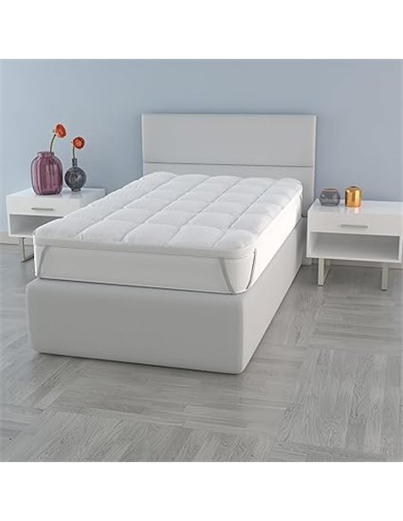 Topper “Plus” Acolchado con elástico, Blanco, 80 x 195 cm