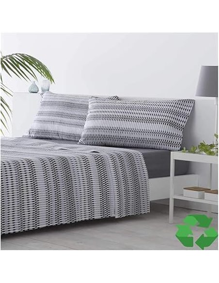COTTON ARTean Juego de sábanasEco Friendly Poliester Reciclado ICHURUN 180x190/200. 50% ALGODÓN-50% Poliester Reciclado.
