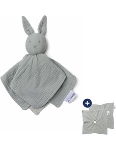 DOOMOO Mantita de apego Bébé You&Me - Reversible - con 2 Personajes y cuerpos para Llevar el Perfume de los Padres - Algodón Ult
