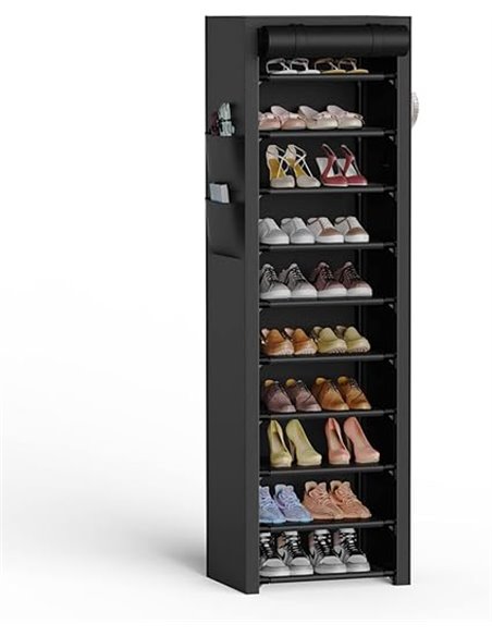 Zapatero Alto Estrecho 11 Niveles con Cubierta Antipolvo - Organizador para 20-22 pares de Zapatos, Zapatero Tela adecuado para 