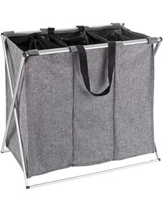 WENKO Pongotodo Trio gris moteado - Cesta para la ropa Capacidad: 130 l, Poliéster, 63 x 57 x 38 cm, Gris