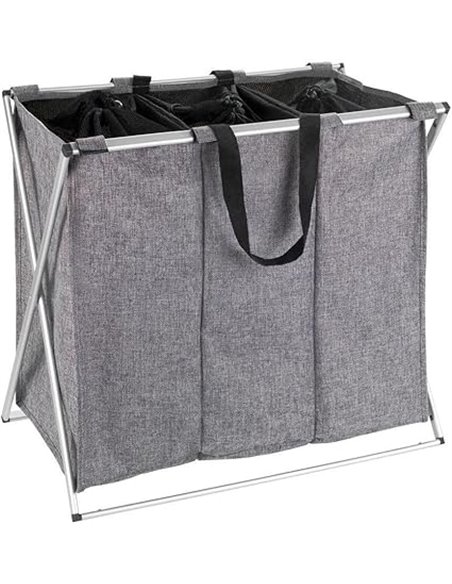 WENKO Pongotodo Trio gris moteado - Cesta para la ropa Capacidad: 130 l, Poliéster, 63 x 57 x 38 cm, Gris