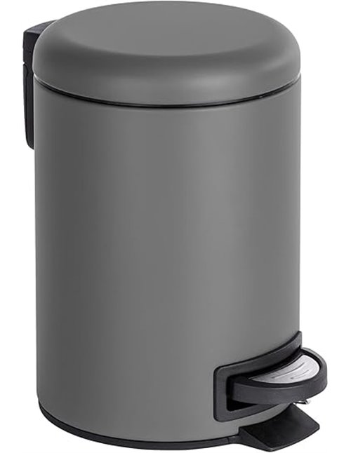 Wenko Leman Cosmetic Pedal Bin Taupe 3 L Capacity: 3 L, Steel, 17 x 25 x 22.5 cm, Grey