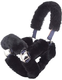 Merauno Sheep wool Horse Noseband Cover Lamb wool Halter Set 1x Neck saver 1x Nose Protector 2x Cheek pieces