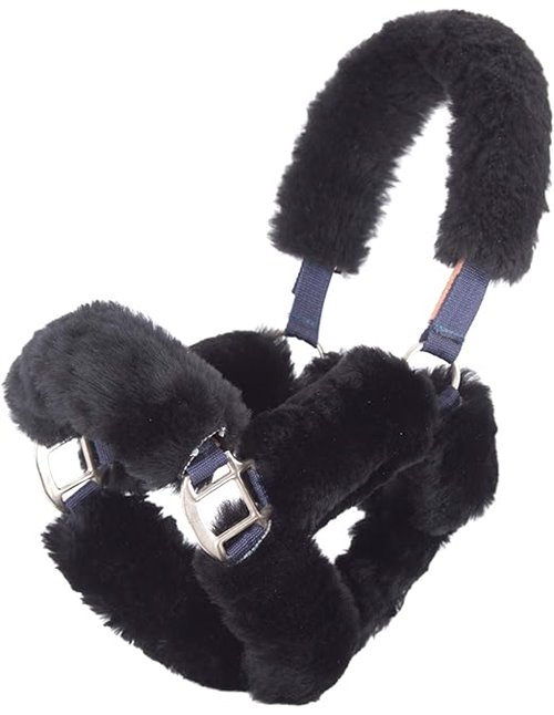 Merauno Sheep wool Horse Noseband Cover Lamb wool Halter Set 1x Neck saver 1x Nose Protector 2x Cheek pieces