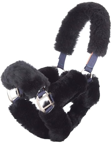 Merauno Sheep wool Horse Noseband Cover Lamb wool Halter Set 1x Neck saver 1x Nose Protector 2x Cheek pieces