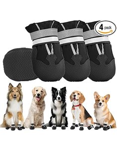 4 Piezas Protector de la Pata de Las Botas del Perro,Botas para Perros,Zapatos Impermeables para Perros con Correas Reflectantes
