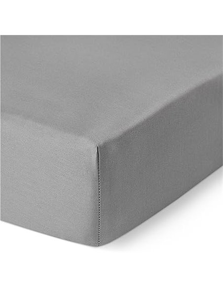 Amazon Basics Fitted Sheet for 160 cm Bed, Deluxe Extra Soft, 100% Cotton Sateen, 400 Thread Count, Height 30 cm, 160 x 200 cm, 