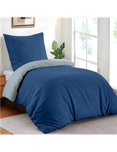 Dreamzie Funda Nordica Cama 135x200 cm con 1 Funda Almohada 80x80 cm - Azul Oscuro/Azul Grisáceo - Funda nordicas 135x200 de 100