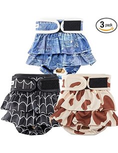 Pañales Reutilizables Lavables para Perros Hembra, Paquete de 3, Altamente absorbentes para Perros pequeños, para el celo, la in