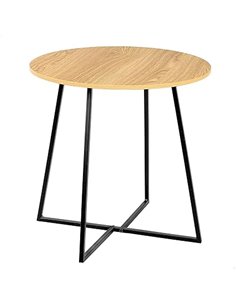 AKTIVE MAX Home Mesa Auxiliar de Madera, 40x40 cm, Peso máximo soportado 5 kg, Efecto Roble, Estructura metálica Negra, Patas en