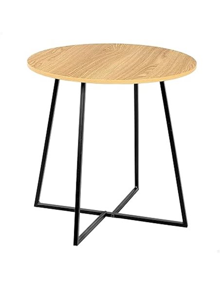AKTIVE MAX Home Mesa Auxiliar de Madera, 40x40 cm, Peso máximo soportado 5 kg, Efecto Roble, Estructura metálica Negra, Patas en