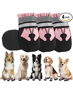 4 Piezas Protector de la Pata de Las Botas del Perro,Botas para Perros,Zapatos Impermeables para Perros con Correas Reflectantes