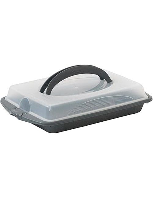 kela Caja rectangular para transportar aperitivos y pasteles 45 x 30 x 9 cm DELI, caja de plástico con asas, para pasteles, magd