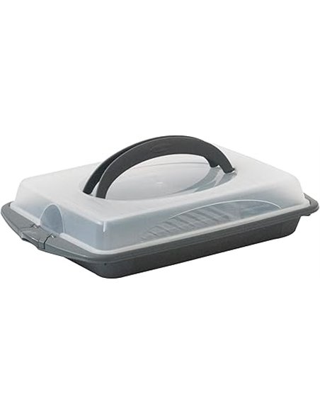 kela Caja rectangular para transportar aperitivos y pasteles 45 x 30 x 9 cm DELI, caja de plástico con asas, para pasteles, magd