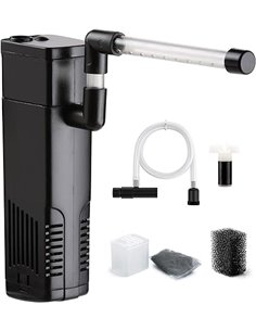 NICREW Aquarium Filter 20 L, Internal Aquarium Filter with Activated Carbon Flow 150 L/H, Internal Filters for Aquariums, 3.5 W