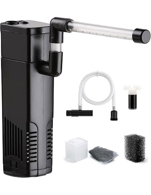 NICREW Aquarium Filter 20 L, Internal Aquarium Filter with Activated Carbon Flow 150 L/H, Internal Filters for Aquariums, 3.5 W