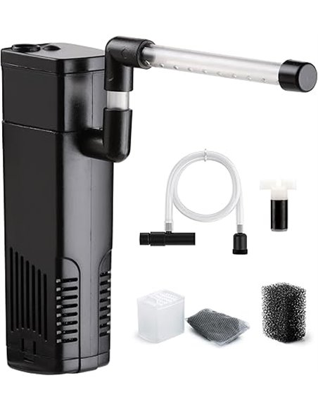 NICREW Aquarium Filter 20 L, Internal Aquarium Filter with Activated Carbon Flow 150 L/H, Internal Filters for Aquariums, 3.5 W