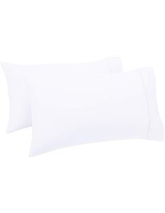 Amazon Basics Paquete de 2 Fundas de Almohada de satén de algodón de 400 Hilos, 50 x 80 cm, Color Blanco