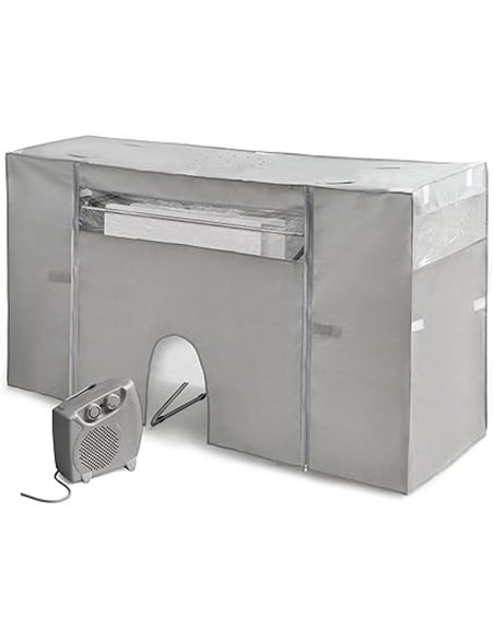 Rayen | Drying Rack Cover with Heater | Quick Drying | Minimum Consumption | Extendable | Plug | Grey | Measurements: 105-180 x 