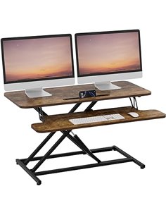 ERGOMAKER Standing Desk Converter, 36" Wide, Adjustable Height, Quick Desk Riser for Dual Monitor, Rustic Brown