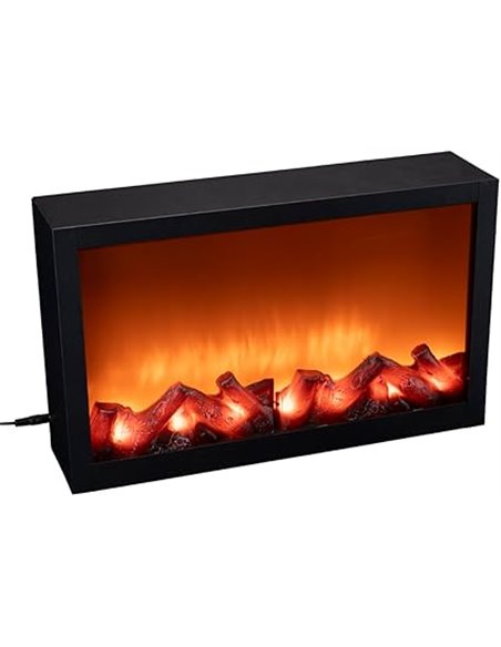 Ideen mit Herz Chimenea LED, eléctrica, sin calefacción, efecto de fuego realista, 41 x 10 x 25 cm, con función temporizador (6 