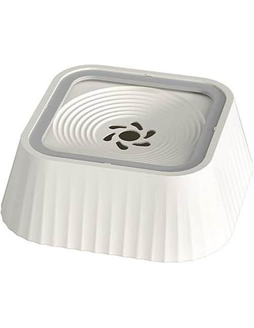 Bebedero Flotante Antivuelco y Antisalpicaduras para Perros y Gatos, Capacidad de 1.3L, con Aro de Seguridad (Blanco)