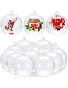 20 bolas transparentes para rellenar de 10 cm, bolas de Navidad transparentes rellenables, bolas vacías para manualidades, adorn