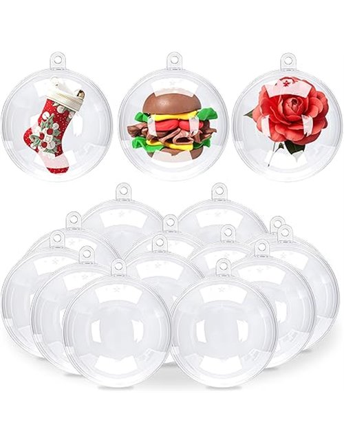 20 bolas transparentes para rellenar de 10 cm, bolas de Navidad transparentes rellenables, bolas vacías para manualidades, adorn